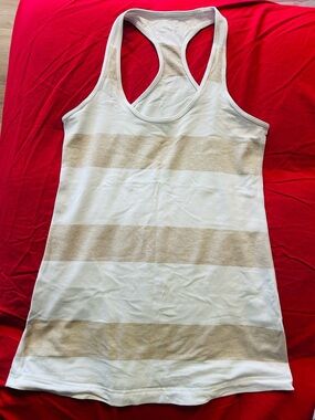 lululemon athletica Striped Racerback Tank - White & Tan